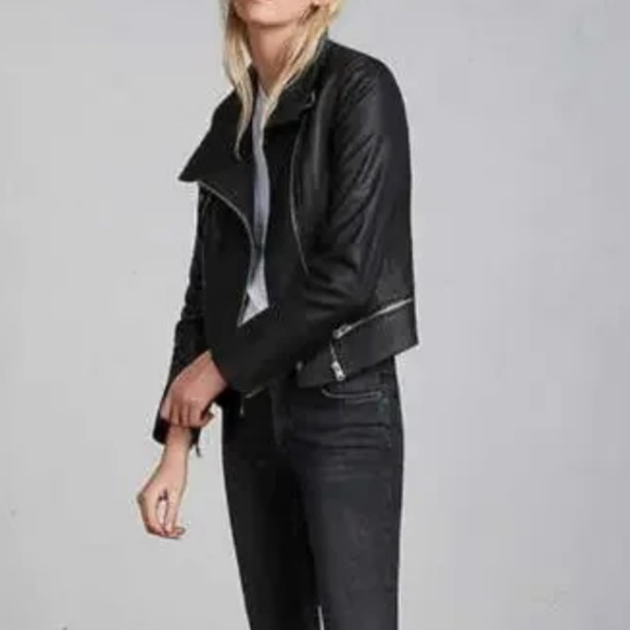 All Saints Bales Biker Jacket Zip Moto Double Buckle - Picture 7 of 13